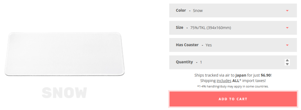 KEEBMATの公式サイトに掲載されているキーボードマット