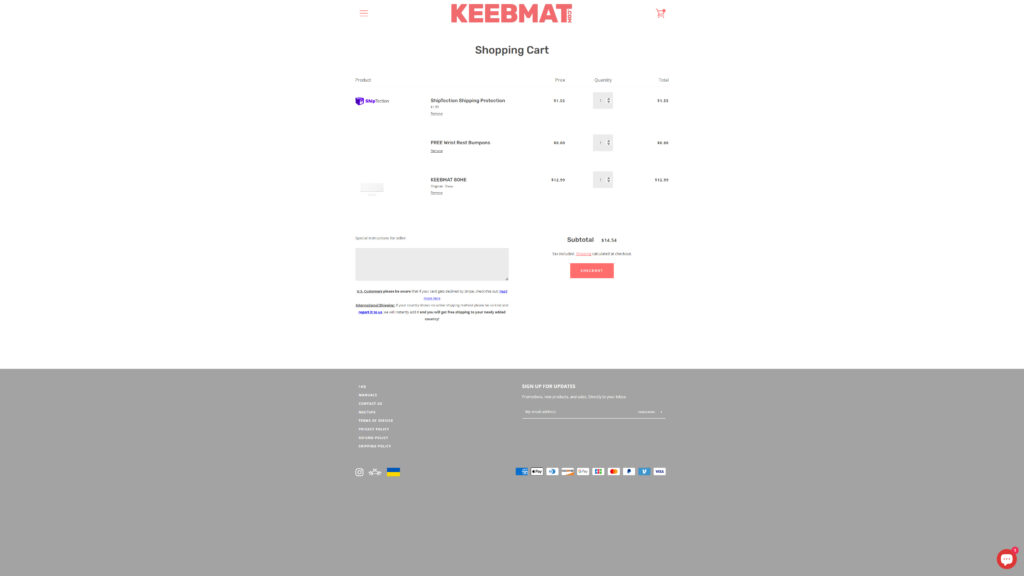 KEEBMAT 80HEをカートに入れた確認画面