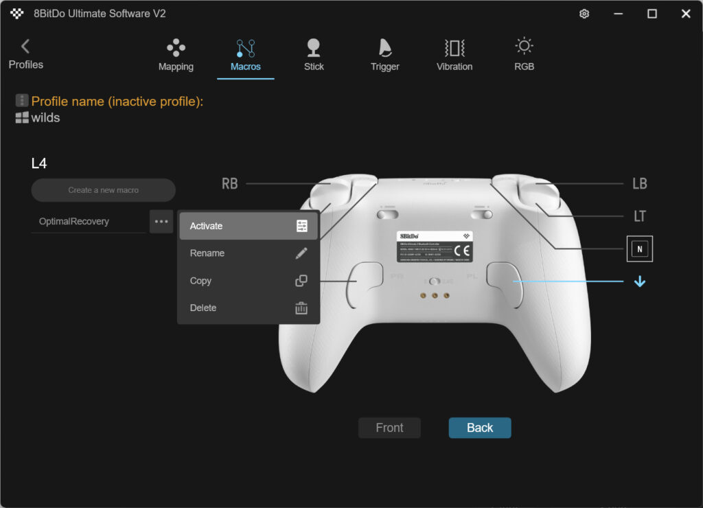 8BitDo Ultimate 2 Bluetoothのマクロの設定4