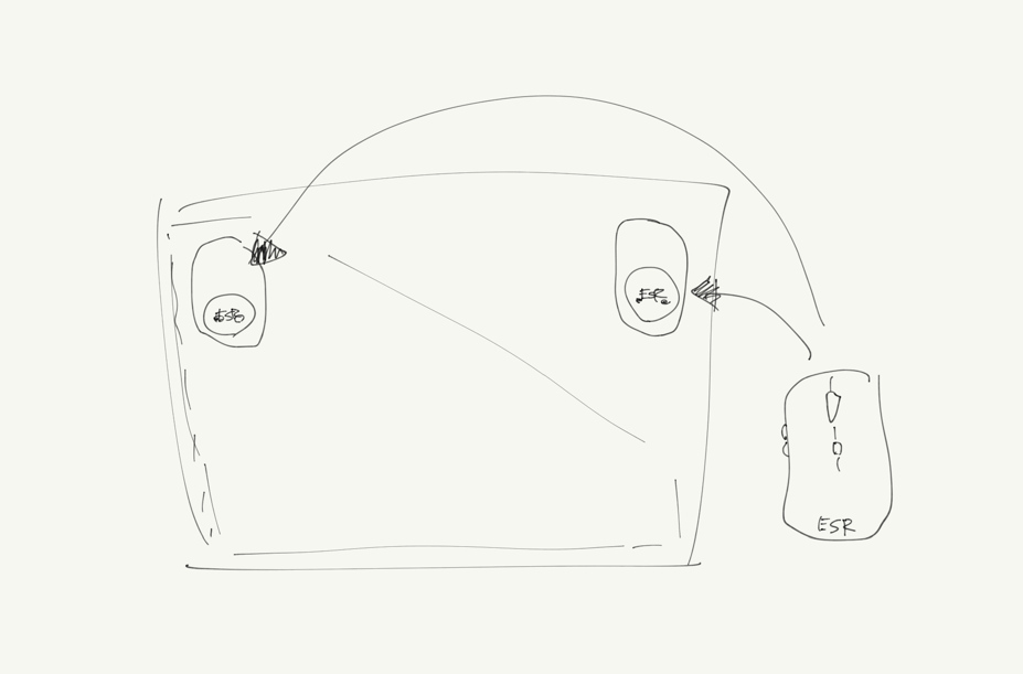 ESR MagMouseのマグネットベースの取り付け位置によるマウスの移動距離の違い